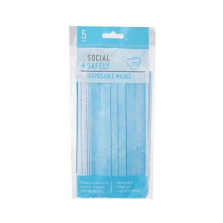 Social Safely Disposable Face Mask - 5 per pack