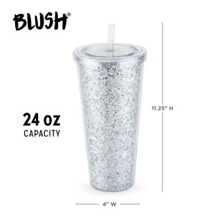 Glam Silver Double Walled Glitter Tumbler by Blush®