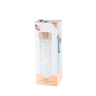 Blair™ White Leaf Pattern Glass Travel Infuser Mug by Pinky Up®