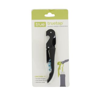 Truetapâ„¢: Double-Hinged Corkscrew in Matte Black with Blue W
