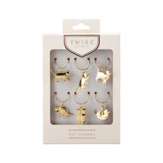 Gold Cat Wine Charms by Twine Living® (Set of 6)