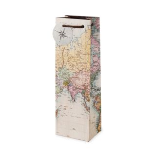 Vintage World Map Single Bottle Wine Bag by Cakewalkâ„¢