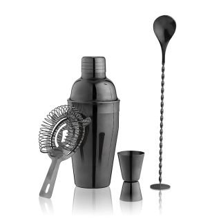 Gunmetal Black Barware 4 Piece Set