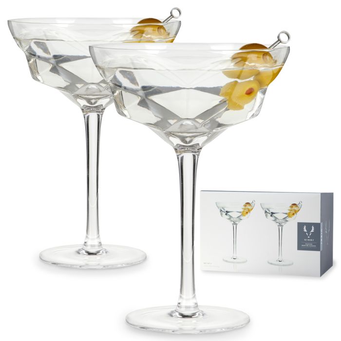 Viski Crystal Faceted Martini Glass
